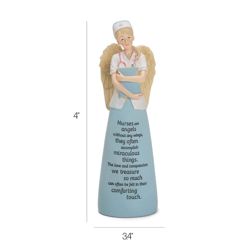 Dicksons Nurses are Angels Without Wings Blue 6 Inch Resin