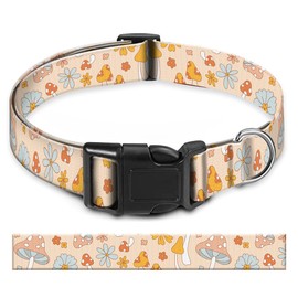 BAYCUFKQ Dog Collar, Cute Pet Collar Adjustable for Large Dogs, Soft Dog Collars with Quick Release Buckle for Walking Running Cute Boho Mushrooms