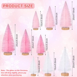 HAOWANWW 9Pcs Christmas Tree DIY Sisal Trees Bottle Brush Trees Miniature Snow Frost Fir with Wood Base for DIY Crafting Artificial Mini Christmas Decor Winter Crafts Ornaments with 3 Styles 3 Sizes