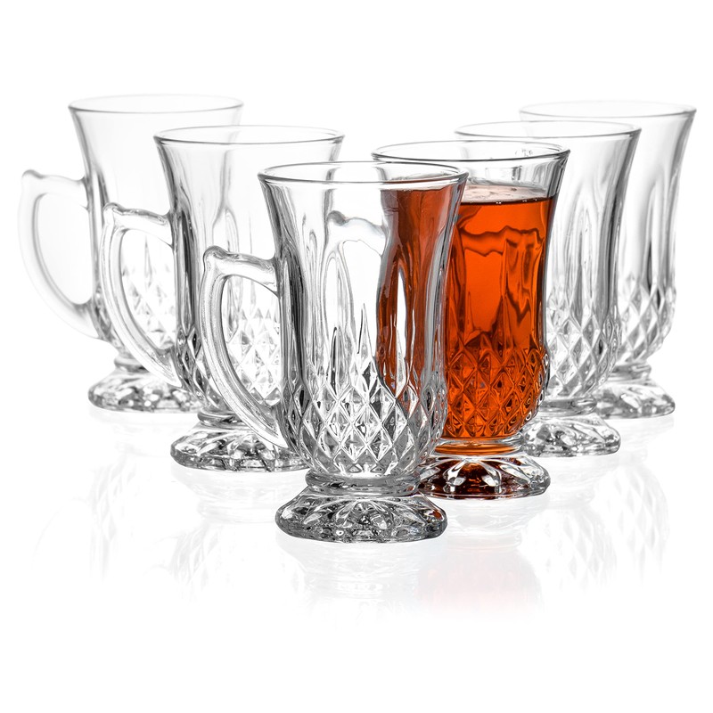 Red Co. 6-Pack Classic Clear Cut Glass 4.5 Oz Footed