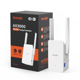Tenda A33 WiFi 6 Repeater WLAN Verstärker (AX3000 Dualband 5GHz:2402Mbps+2,4GHz:574Mbps), 2 * 5dBi Antennen, Gigabit-Port, AP-Modus, MU-MIMO, WPS, LED Anzeige, kompatibel mit Allen WLAN Routern, Weiß