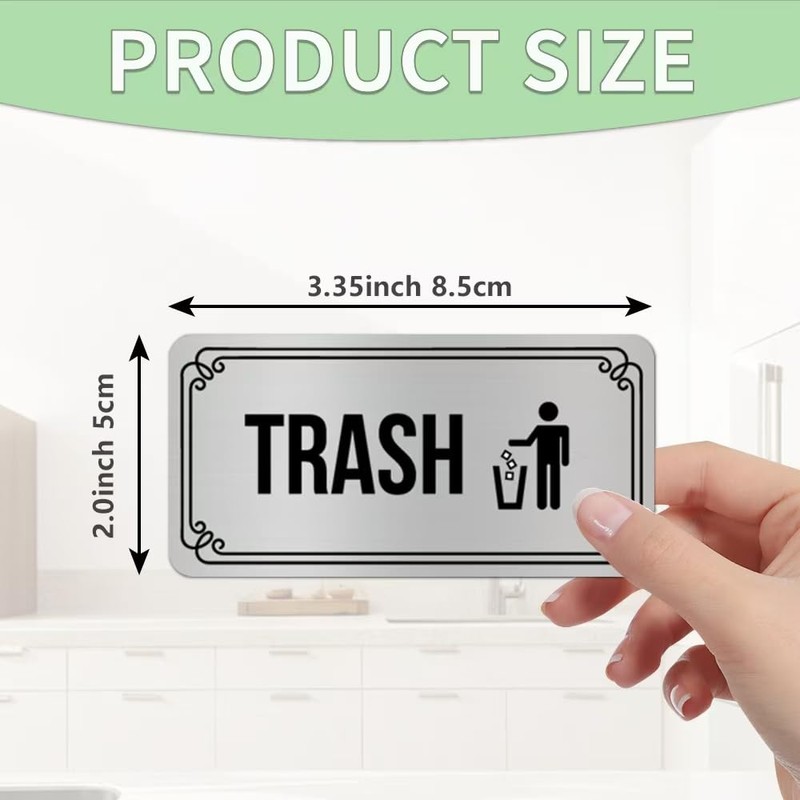 Recycle Stickers for Trash Bins,Magnetic Recycling Stickers for Trash Can,Silver