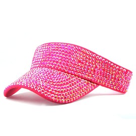 Gudessly - Visera deportiva con diamantes de imitación brillantes, ajustable, para verano, para mujeres y hombres, Rosa Rojo, 6 7/8-7 1/2