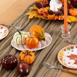 DeZerlor Nude Cheesecloth Table Runner Christmas Table Runner Boho Gauze 120 Inches Coffee Cheese Cloth Table Decor for Xmas Holiday Season Parties Wedding Bridal Baby Shower Tea Party Decor