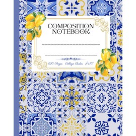 Composition Notebook: Girly Aesthetic Lemon College Ruled Lined Journal: 8x10"