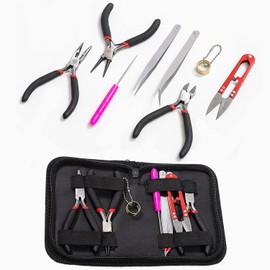 YUENTOEN Jewelry Making Kit Jewelry Tools Kits Pliers Set, Mini Plier Round Nose Plier Scissor Tweezer Tool for Jewelry Making, Repair and Beading (8Pcs)
