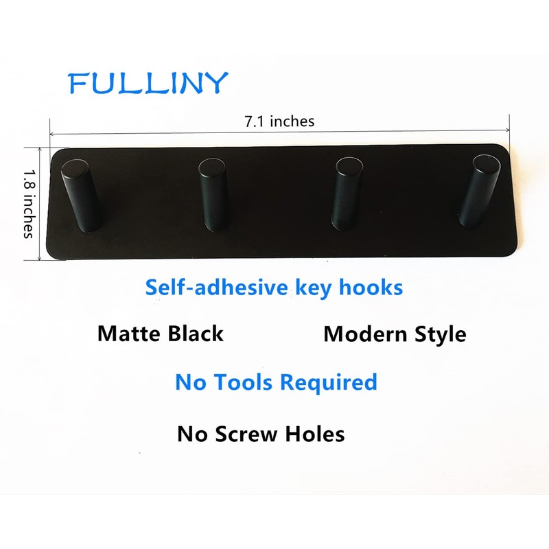 FULLINY Key Holder for Wall - Adhesive Key Hooks with