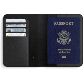 Satechi Portapasaporte con Rastreo Find My, Cartera de 4 Ranuras, Negro