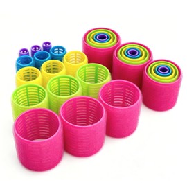 5 Sizes Self-Grip Hair Rollers Set, 30 Pcs Hair Curlers with 10 Metal Clips, Self Holding Rollers for Long Short Hair Bangs(16mm,25mm,36mm,48mm,60mm,R