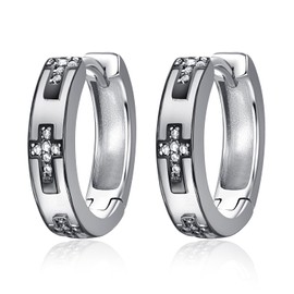 Unisex Cross Huggie Hoop Earrings Dainty Hoops Cartilage Tragus Religious Symbol Trendy Minimalist Earrings for Her