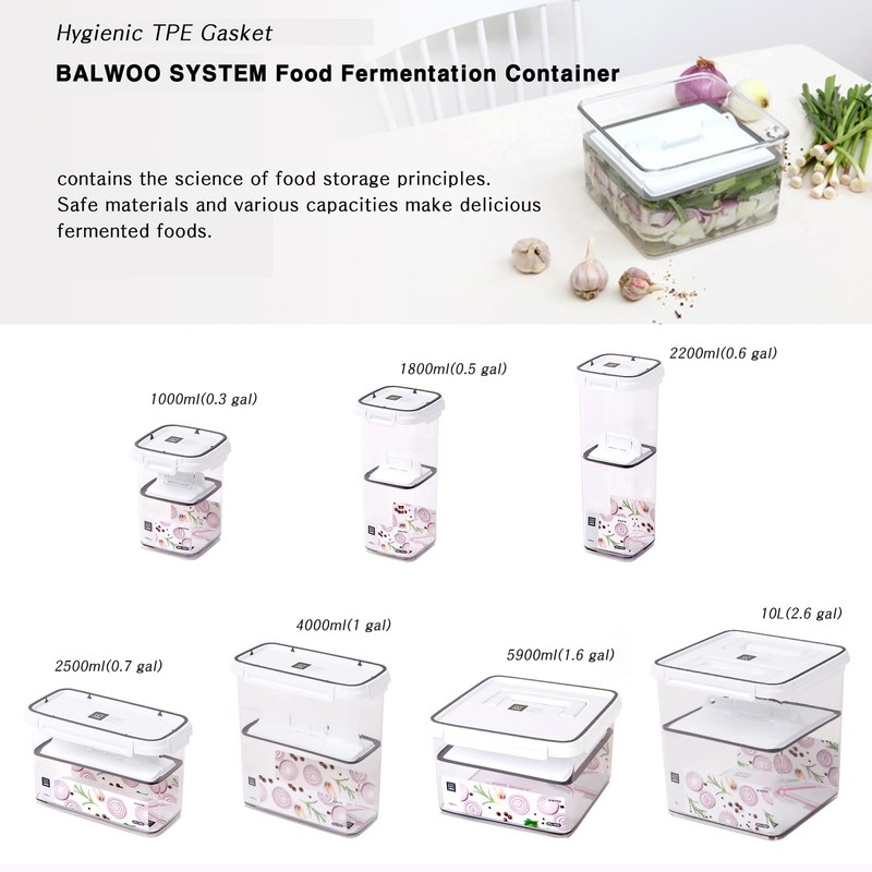 BALWOO Pickle keeper Press Plate Food Storage Container Organizer for