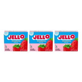 Jell-O Strawberry Sugar-Free Gelatin, 0.30 Ounce (8.5g), (Pack of 3)