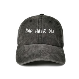 Enodtter Bad Hair Day Hat, Gifts for Men Women, Washed Black Adjustable Mom Baseball Cap, Soft Embroidered Cotton Snapback Dad Hat