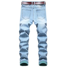 HualaiTe Jeans casuales ajustados para hombre, Azul/claro, 40