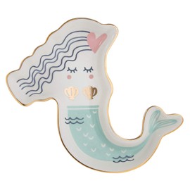 Creative Brands Slant Collections - Ceramic Shaped Trinket Tray, 6-Inches, Mermaid