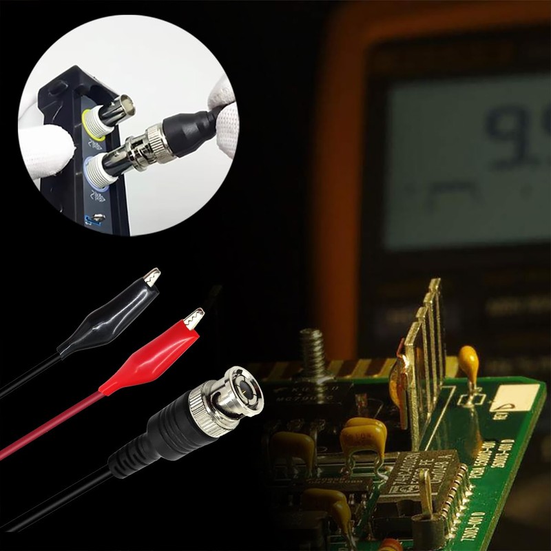 Amadget BNC Q9 to Double Alligator Clip Test Cable Probe