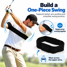 Golf Swing Arm Strap for Beginner Practice – Black Double-Ring Training Aid for Arm Positioning and Swing Drills