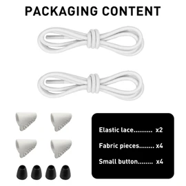 UamGlsob Elastic Shoelaces for Hey Dude, No Tie Bungee Stretchy Shoe Laces, Stretch Replacement Strings kit (White, 12"/30cm)