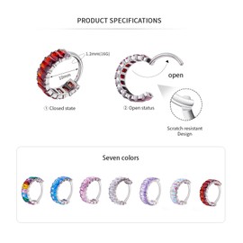 G23 Titanium Hoop Huggie Cubic Zirconia Cuff Earrings Diamond Pave Earrings Stud for woman man, 1.2mm*10mm, Titanium Cubic Zirconia, Cubic Zirconia
