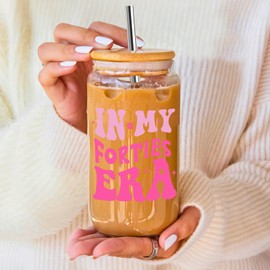 Jars Nova 40th Birthday Gifts for Women | 40th Birthday Present | Glass Cups with Lids and Straws for Women Best Friend Sister Gift