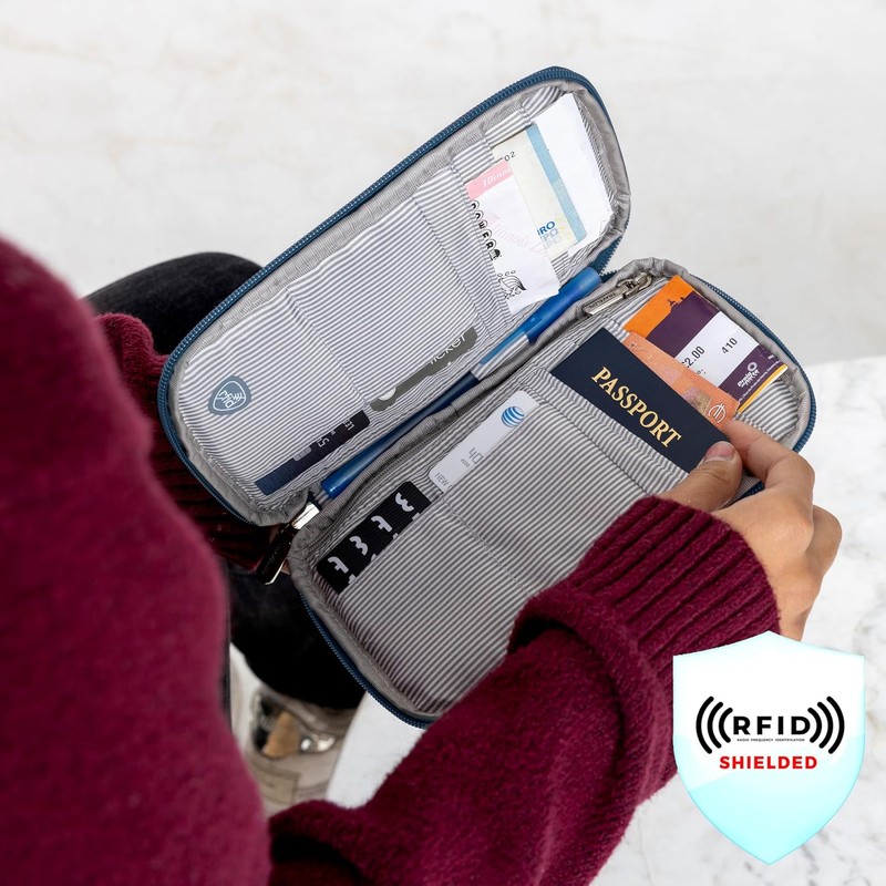 Travelon portafolios con cierre para pasaporte familiar con bloqueo RFID