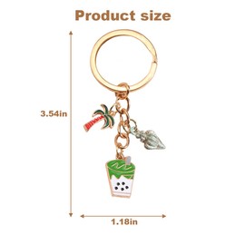 AUCELI Car Keychain, 2PCS Island Palm Tree Vehicle Key Chain, Metal Automotive Key Ring Holder Accessories, Universal Fit (Style A)