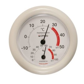 GRUS GRS110-WH Analog Thermometer/Hygrometer, White, Small