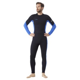 Hevto Wetsuits Men 3/2mm Neoprene Scuba Diving Surfing Wet Suit Keep Warm Back Zip in Cold Water Swimming Kayaking Jet Ski SUP (M01-Blue, 4XL)