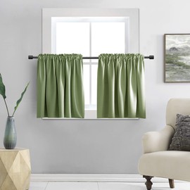 DONREN - Paneles de cortina para ventana pequeña, color verde salvia, para oscurecer la habitación, con bolsillo para barra (42 x 24 pulgadas, 1 par)