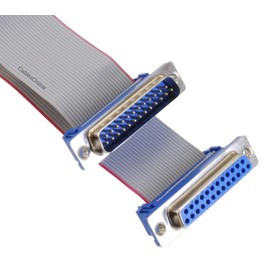 CablesOnline, 12 Inches DB25 Male to DB25 Female 25-Conductor 28awg Straight-Through RS232, Parallel, SCSI Flat Ribbon Extension Cable, S-5F01F