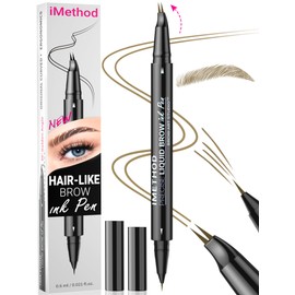 iMethod iMethod Curved Eyebrow Pen - Eyebrow Pencil, Brow Pencil 2-in-1 Dual-Ended Microblading Eyebrow Pen with Micro-Fork-Tip and Precise Brush-Tip Create Natural Hair-Like Brows, Last All-Day, Brown