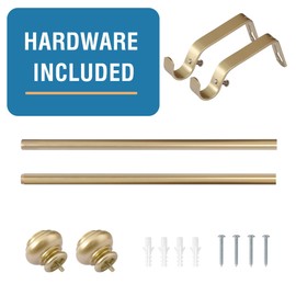 H.VERSAILTEX Curtain Rods for Windows 16.2 to 28.2 Inches 3/4 inch Diameter Adjustable Decorative Telescoping Curtain Rod with Brackets Heavy Duty Splicing Window Rods with Classic Finials, Gold