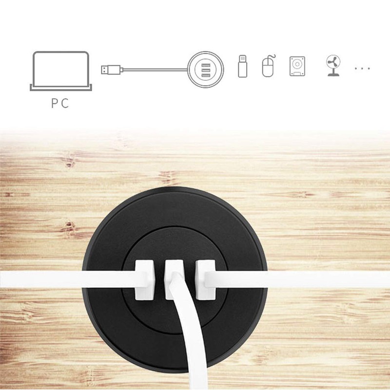 JAGTRADE 2In Grommet Hole USB 2.0 Splitter with 3 Ports