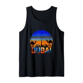 Dubai Burj Khalifa Vintage UAE Dubai Arabic Camel Souvenir Tank Top