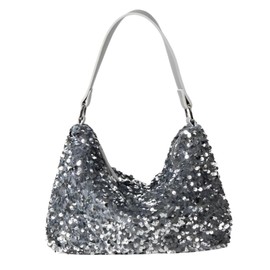 Halgio Sequin Bag, Sparkly Bag, Party Bag, Wedding Bag, Silver, Black, Women's, Shoulder Bag, Handbag, Smaller, Pouch, Pochette, Stylish, Cute, Occasions, Everyday Use, Yukata, Dress, Popular, Silver