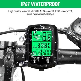 SKIKHN Digital Bicycle Computer, Speedometer Bicycle, 19 Functions Waterproof with Backlit Display, Bicycle Speedometer, Wired Odometer Bicycle Automatic Wake-up