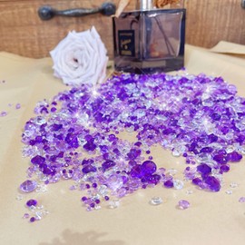 KEUGT 4200 Pieces Coloured Rhinestones - Acrylic Diamonds - Dining Table Crystals - Clear Gemstones - Wedding Confetti - Decorate Wedding Party Dining Table Vase Filler (Purple Mix)