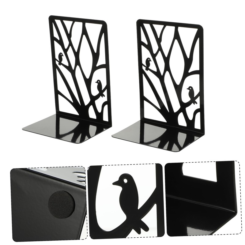 MAGICLULU 1Pair Hollow Iron Bookends Heavy Duty Book Shelf Holder