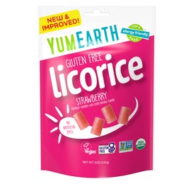 YumEarth Organic Gluten Free Strawberry Licorice Snack Packs - Allergy Friendly, Gluten Free, Non-GMO, Vegan, No Artificial Dyes - 5 Ounce (Pack of 1).