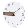 Lafocuse Modern White Wall Clock Silent Wooden Boards Frameless Quartz