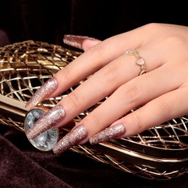 MAYCHAO 15ML Rose Gold Glitter Gel Nail Polish 1Pc Sparkly Rose Gold Gel Polish Soak Off UV LED Nail Polish Nail Art Starter Manicure Salon DIY at Home, 0.5 OZ