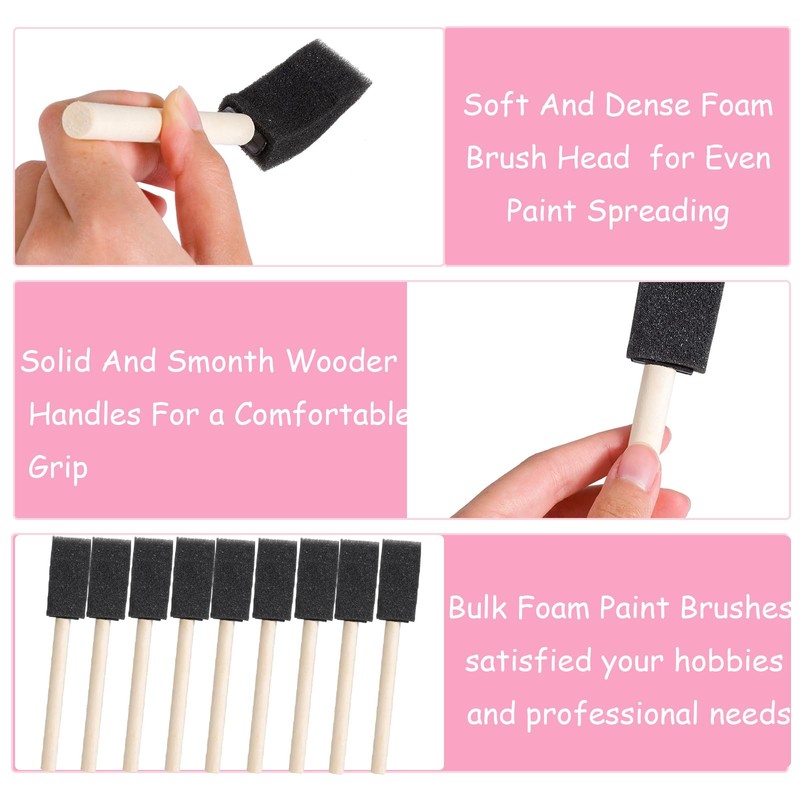 200 Pcs Foam Brush, 1” Foam Paint Brushes, Bulk Sponge