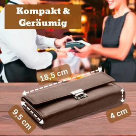 FLEXIBILITE® Waiter's Wallet, Professional Water Buffalo Real Leather with RFID [2024] Waiter's Wallet (18.5 x 9.5 x 4.5 cm W x H x D) Waiter's Wallet, Waiter's Wallet, Taxi Wallet, Waiter's Wallet,