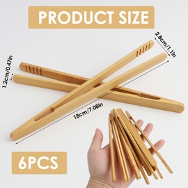 Bamboo BBQ Tongs 6-Pack - Buffet Tongs for Korean BBQ, Mookata Thai BBQ, TomYang Hot Pot and More, Ideal as Chopstick Replacement