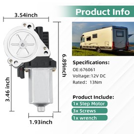 676061 RV Step Motor Replacement Kit,214-1001 RV Stair Entry Step Gear Motor Compatible with kwikee Step,Lippert Components,with 3 Screws,1 Wrench,1101428,379147,366043,214-1009