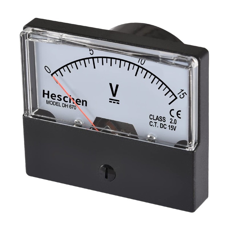 Heschen Rectangular Voltmeter Analogue Panel Volt Voltage Meter DH-670 DC0-15V