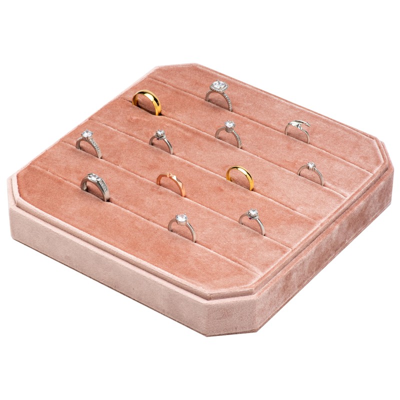 COWFEX Multiple Velvet Ring Storage Organizer Display Tray Jewelry Box