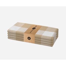 Native Fab Buffalo Plaid Check Cloth Dinner Napkins - Set of 4-100% Cotton 16x16 inches Soft, Absorbent, Hotel Quality - Easy Care, Washable, All Events, Everyday Use - Beige White