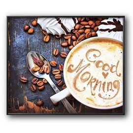 NIHO-JIUMA Diamond Painting Kits Morning Coffee, 5D Diamond Art Full Drill Canvas Painting Gift for Adult, Home Decor (30X40cm/12x16inches)
