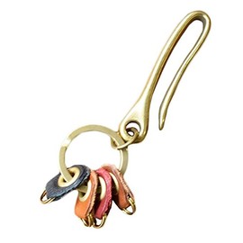[Genuine Leather Hook Key Holder] Brass Hooks Key Holder/Tochigi Leather Brass Genuine Leather/Slim Leather Leather - gold -